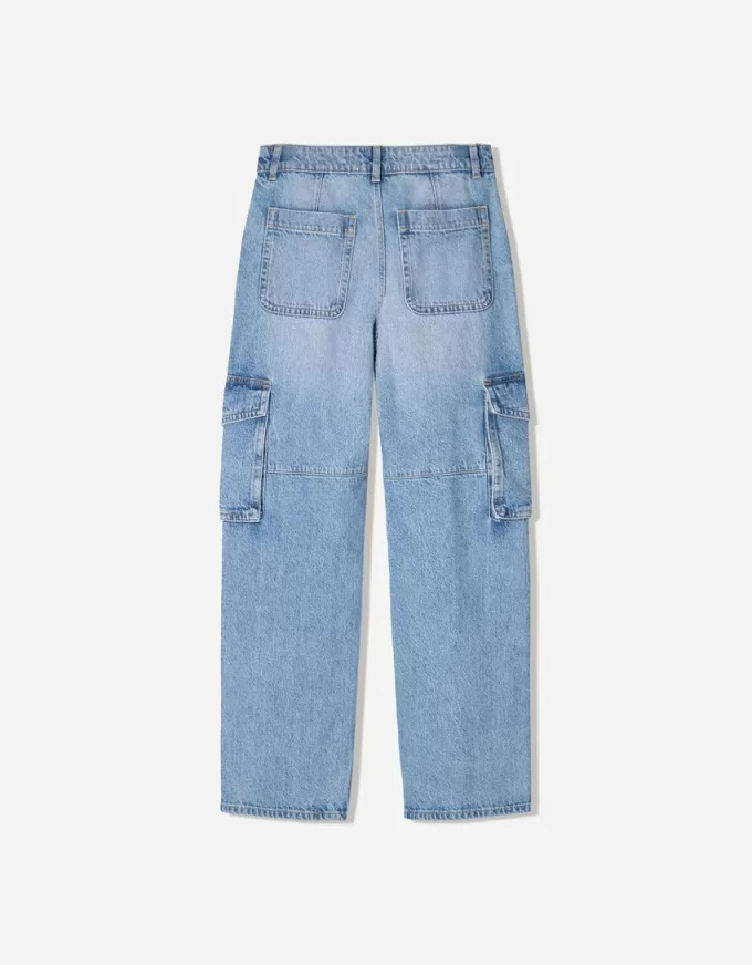 Jeans cargo a gamba dritta