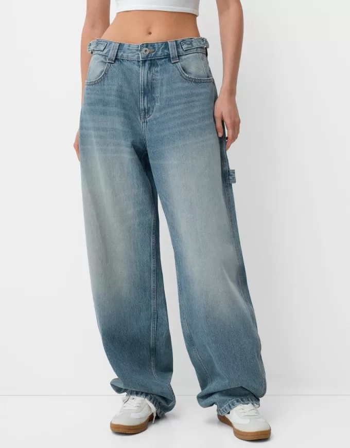 Jeans carpentiere con vestibilità a palloncino regolabile