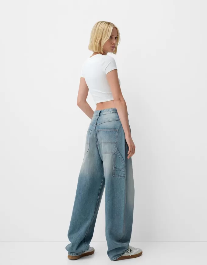 Jeans carpentiere con vestibilità a palloncino regolabile