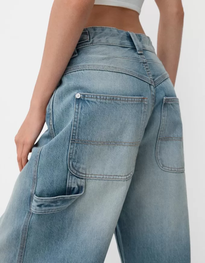 Jeans carpentiere con vestibilità a palloncino regolabile