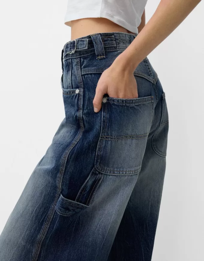 Jeans carpentiere con vestibilità a palloncino regolabile