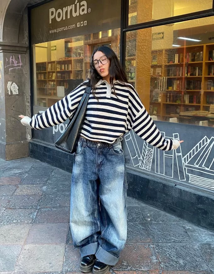 Jeans carpentiere con vestibilità a palloncino regolabile