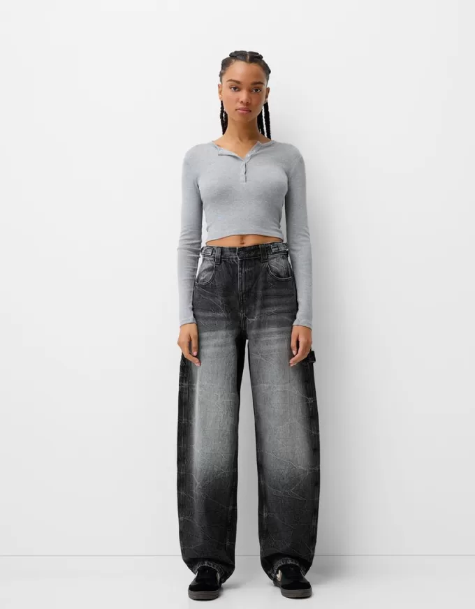 Jeans carpentiere con vestibilità a palloncino regolabile