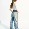 Jeans larghi con frange