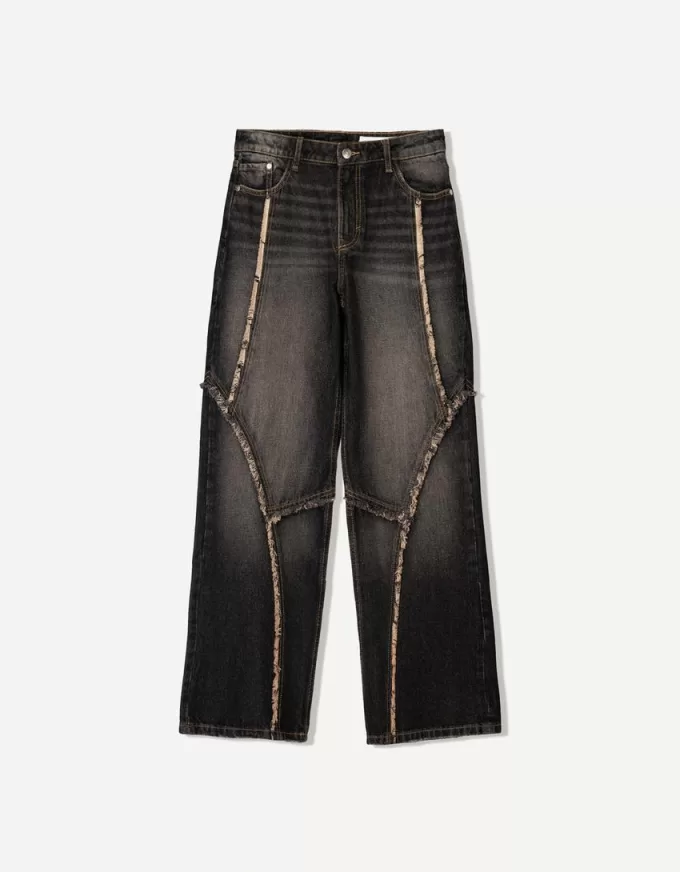 Jeans larghi con frange