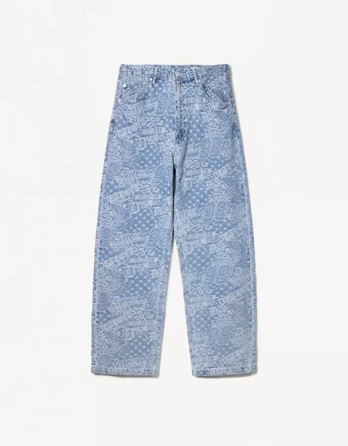 Jeans larghi in jacquard