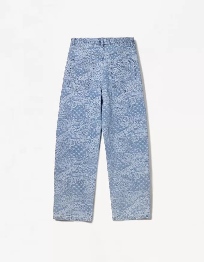Jeans larghi in jacquard
