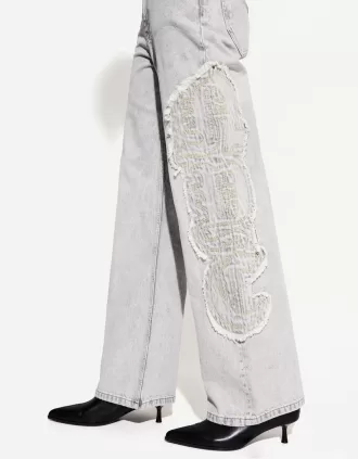 Jeans larghi ricamati