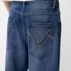 Jeans larghi ricamati