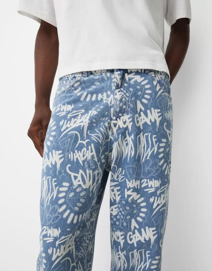 Jeans larghi stampati