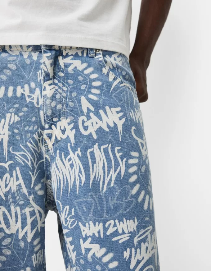 Jeans larghi stampati
