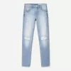 Jeans super skinny strappati
