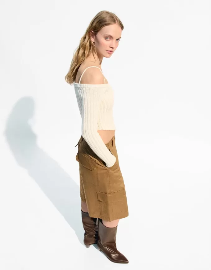 Maglia Bardot a coste