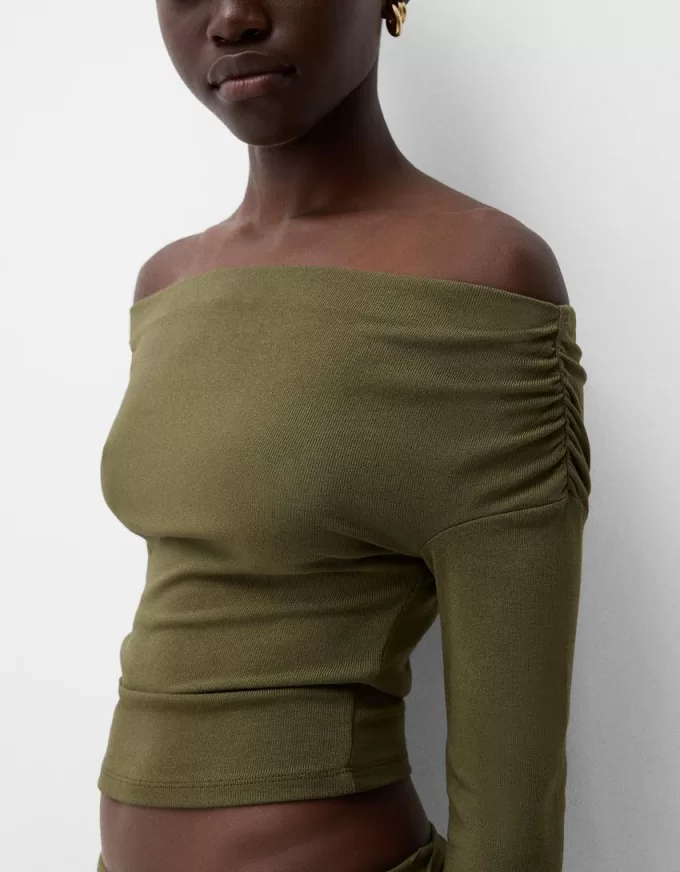 Maglia Bardot arricciata