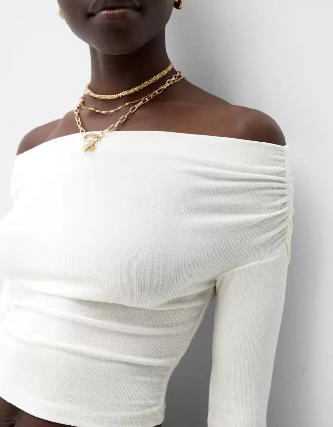 Maglia Bardot arricciata