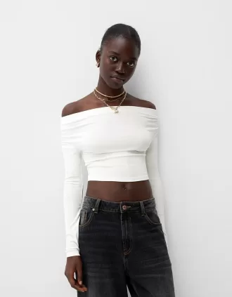 Maglia Bardot arricciata