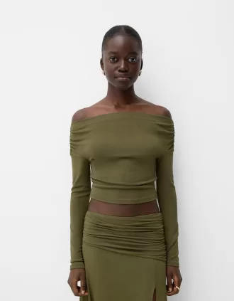 Maglia Bardot arricciata