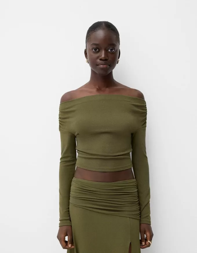 Maglia Bardot arricciata