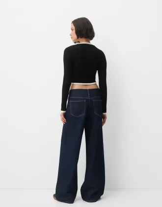 Maglia a coste a contrasto