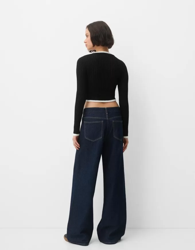 Maglia a coste a contrasto