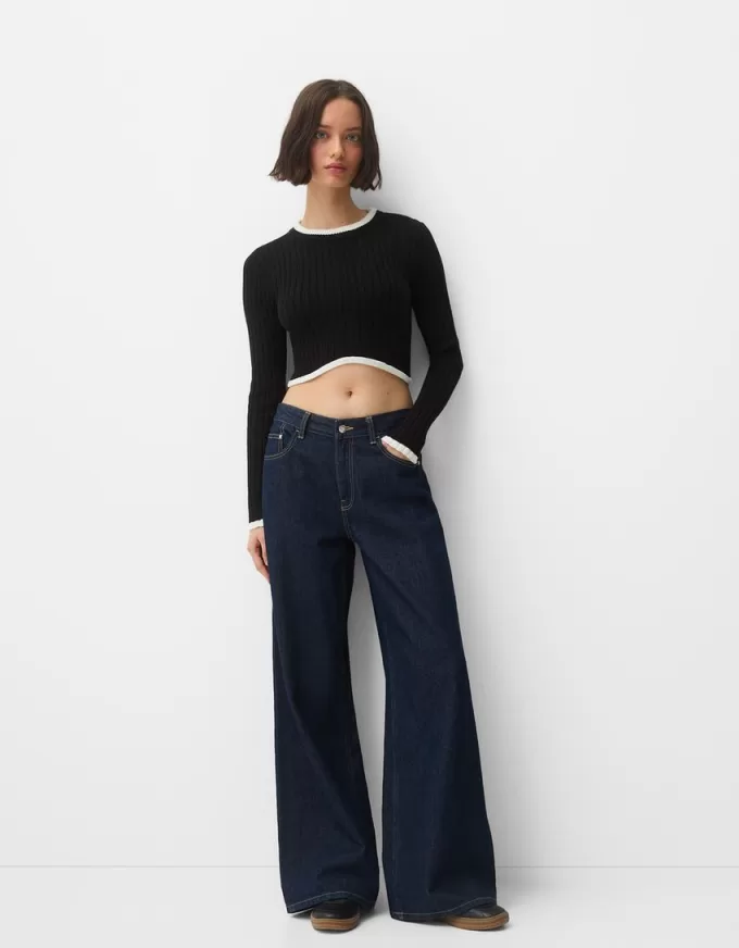 Maglia a coste a contrasto