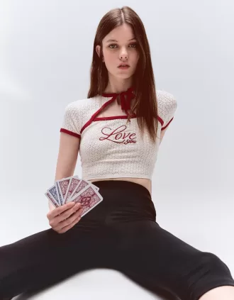 Maglia a maniche corte in contrasto