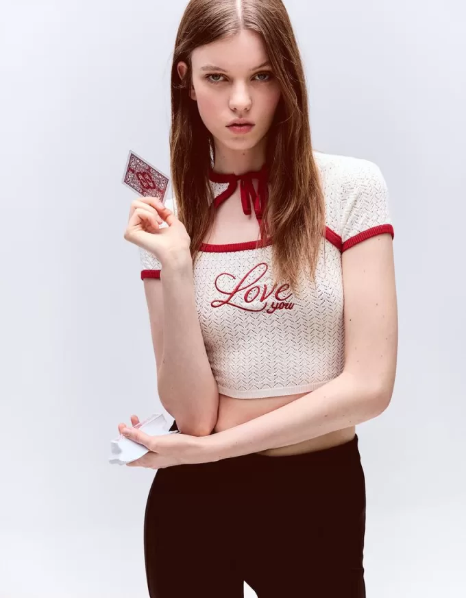 Maglia a maniche corte in contrasto