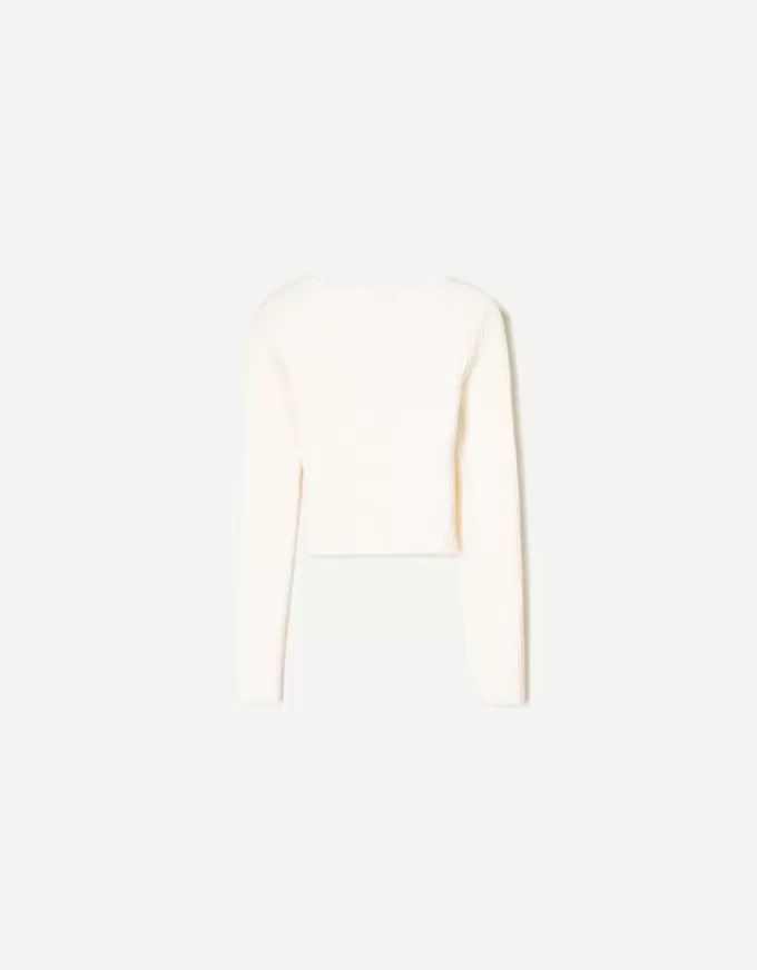 Maglia con scollo quadrato e fiocco