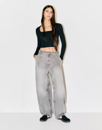 Maglia con scollo quadrato e fiocco