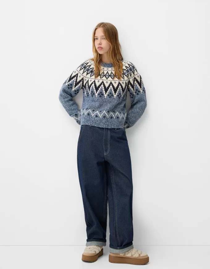 Maglia jacquard stampata