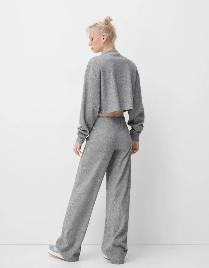 Maglione a collo alto a costine soft touch