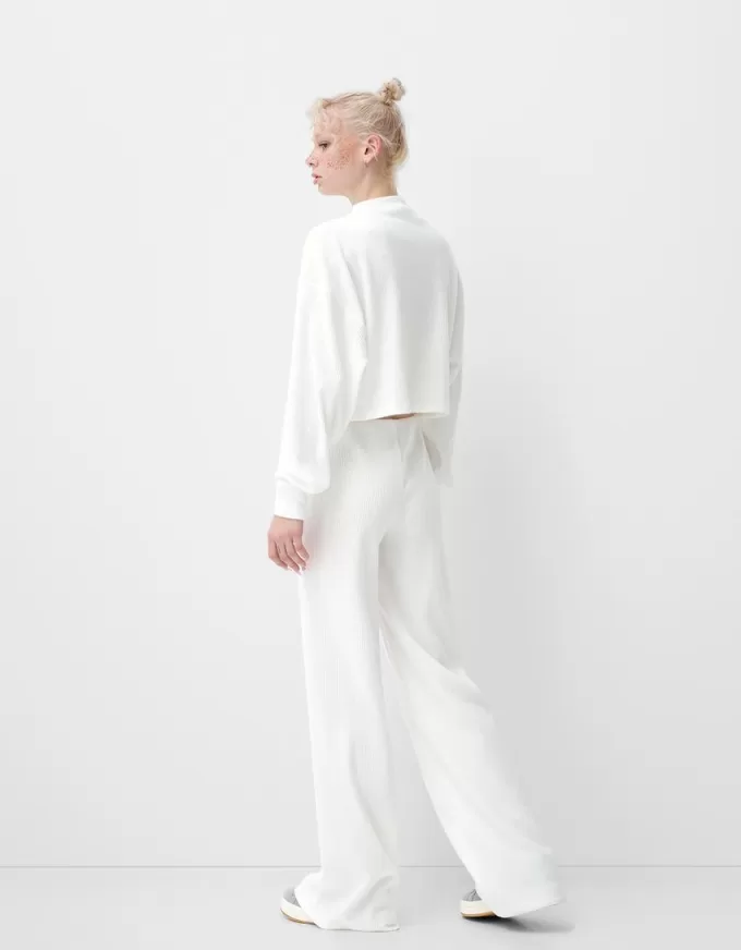 Maglione a collo alto a costine soft touch