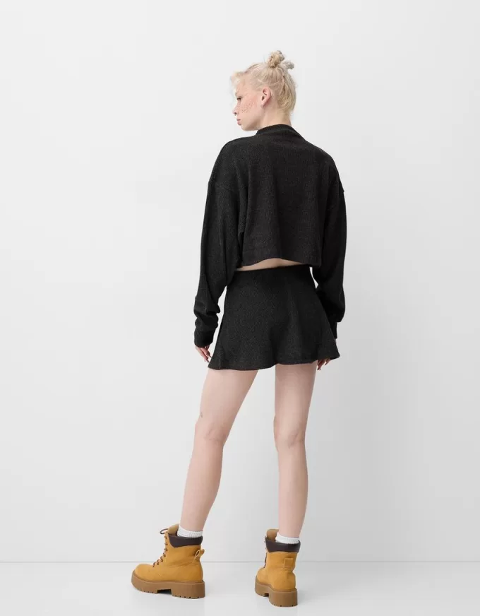 Maglione a collo alto a costine soft touch