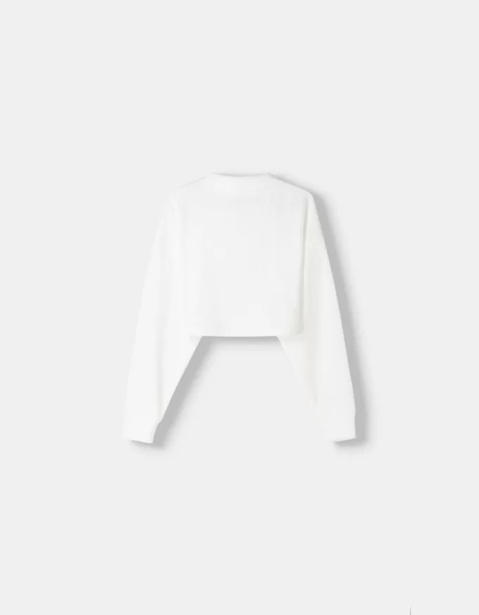 Maglione a collo alto a costine soft touch