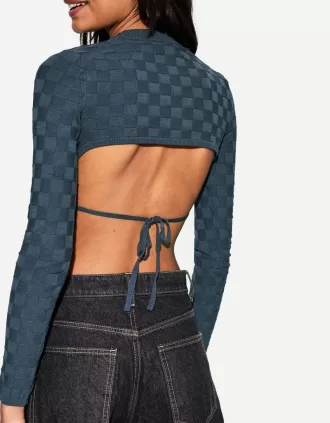 Maglione a quadri testurizzati