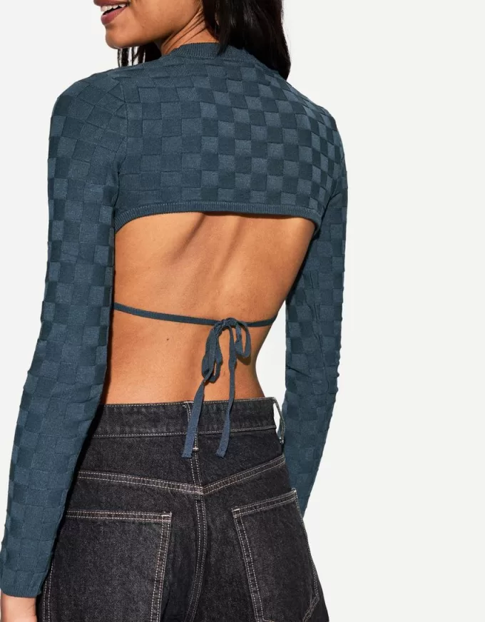 Maglione a quadri testurizzati