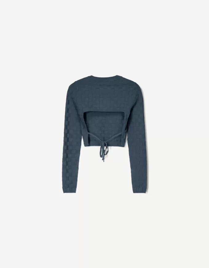 Maglione a quadri testurizzati