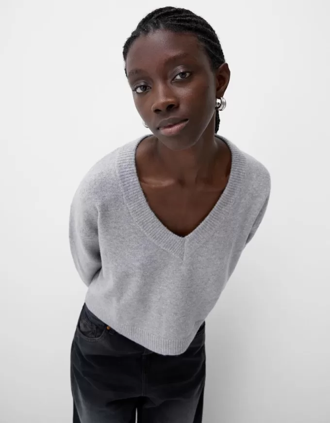 Maglione corto con scollo a V