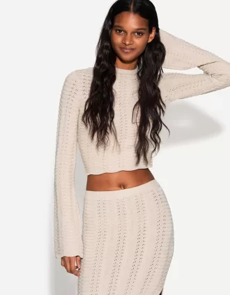 Maglione dolcevita rustico a maglia aperta