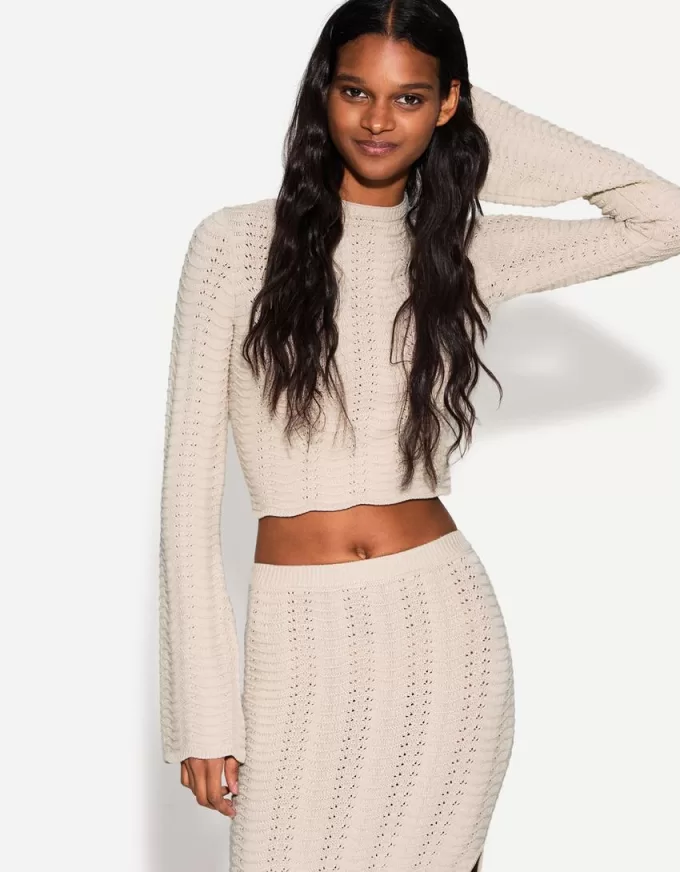 Maglione dolcevita rustico a maglia aperta