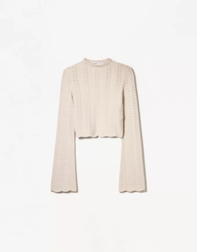 Maglione dolcevita rustico a maglia aperta