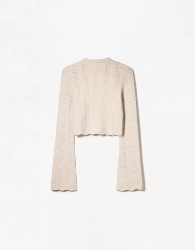 Maglione dolcevita rustico a maglia aperta