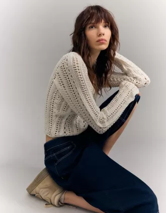 Maglione rustico con scollo a V