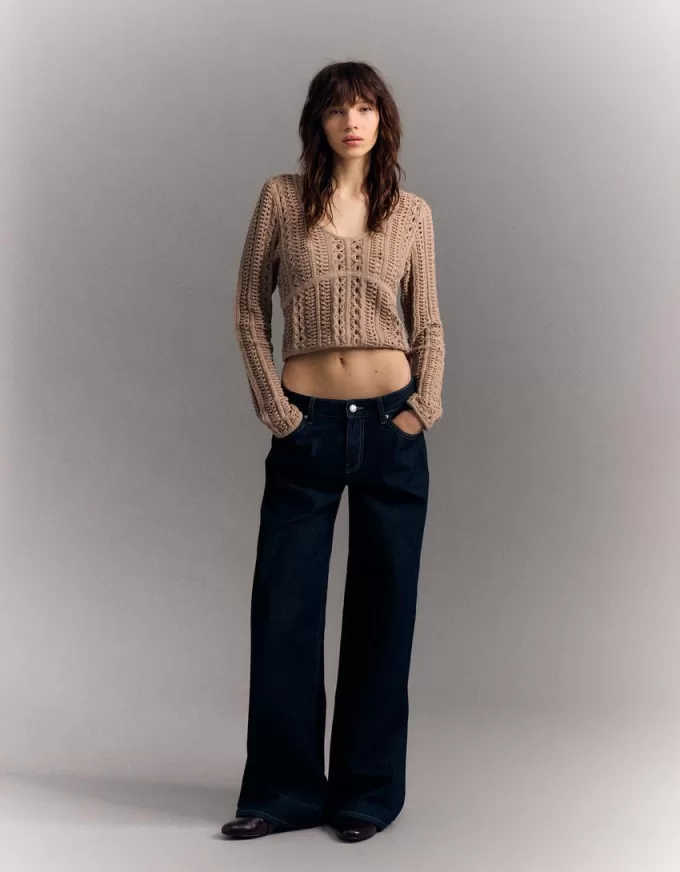 Maglione rustico con scollo a V