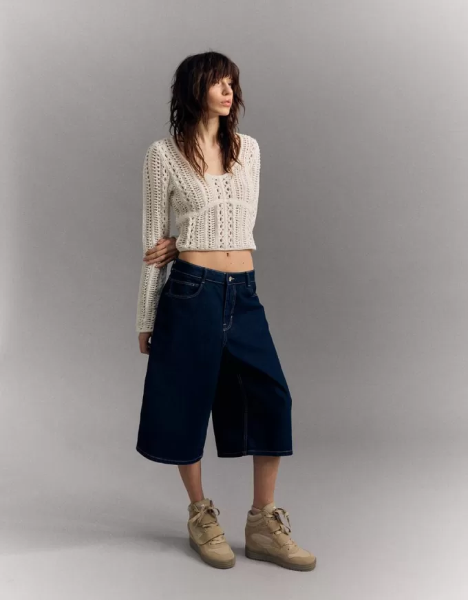 Maglione rustico con scollo a V