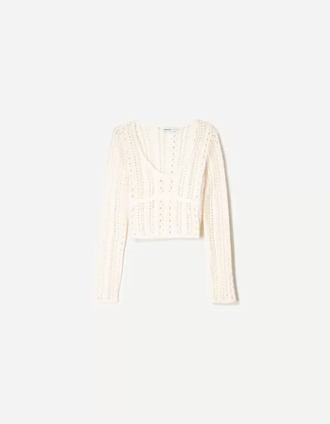 Maglione rustico con scollo a V