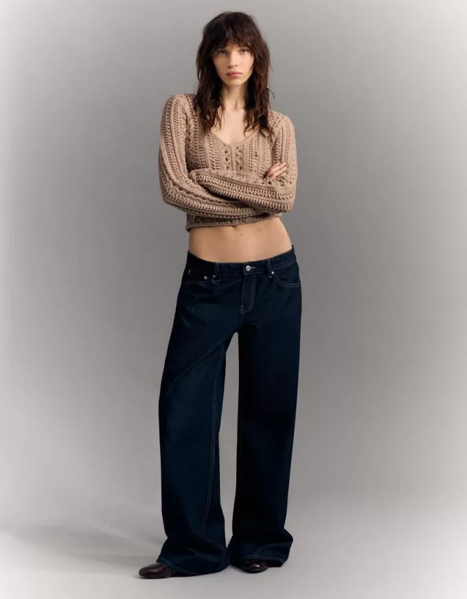 Maglione rustico con scollo a V