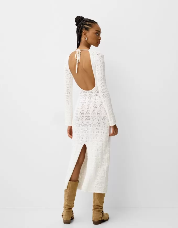 Maxi abito rustico traforato