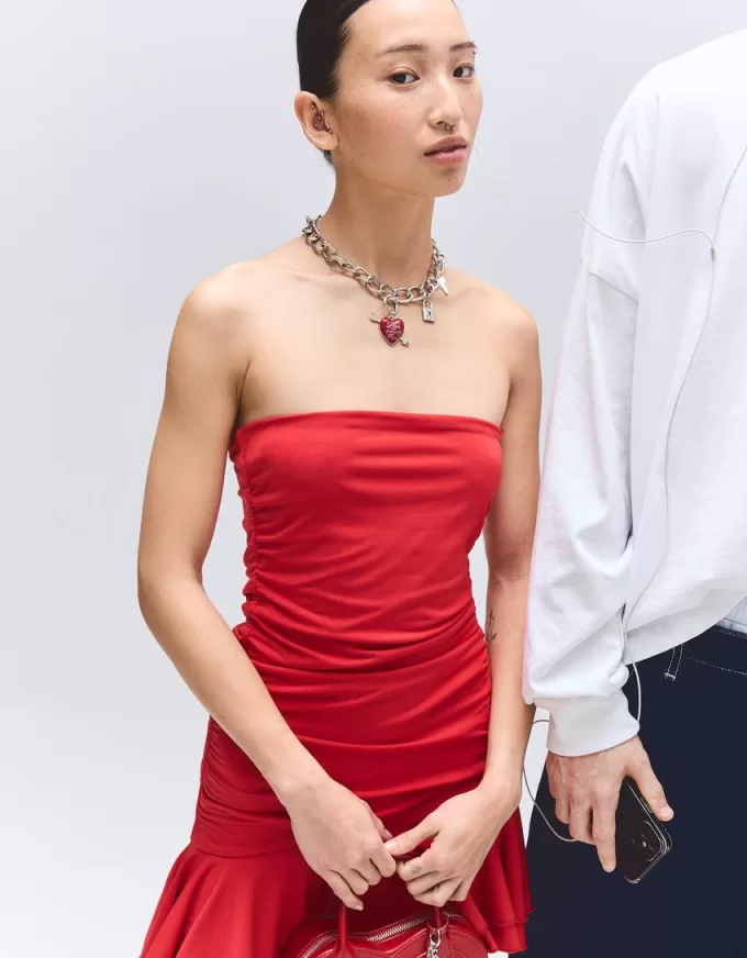 Mini abito drappeggiato con volant SERIE BERSHKA