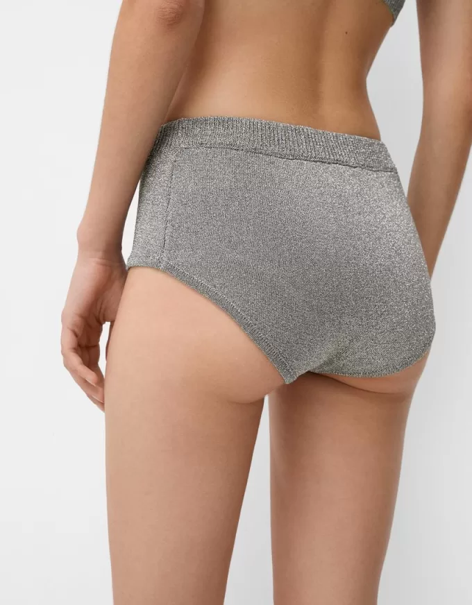 Mini shorts in maglia metallizzata